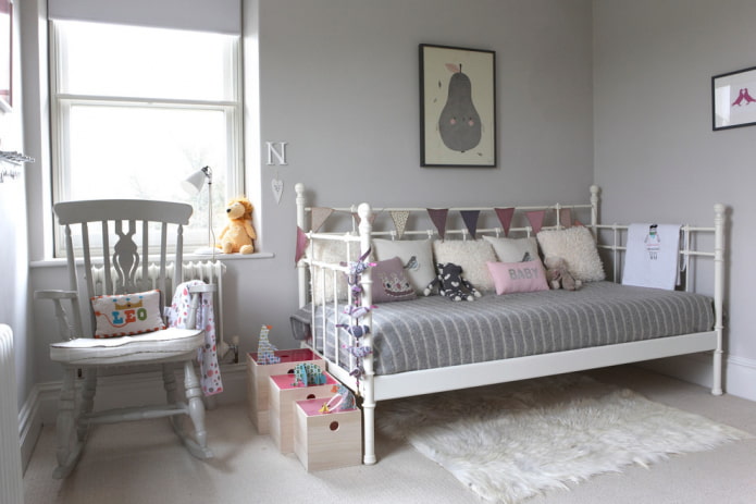 bed in the interior of the nursery