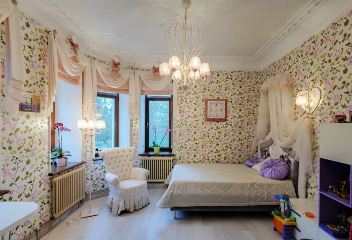 bed in the nursery in the style of Provence