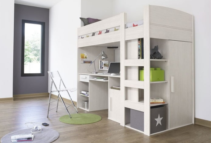 bed with a working area in the nursery