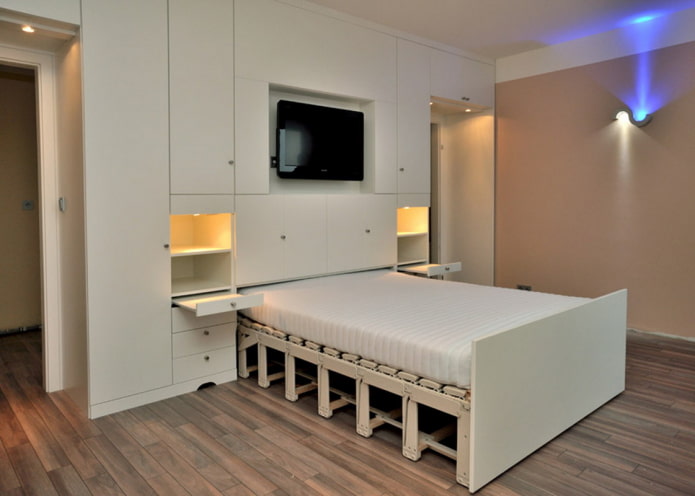 roll-out bed in the interior