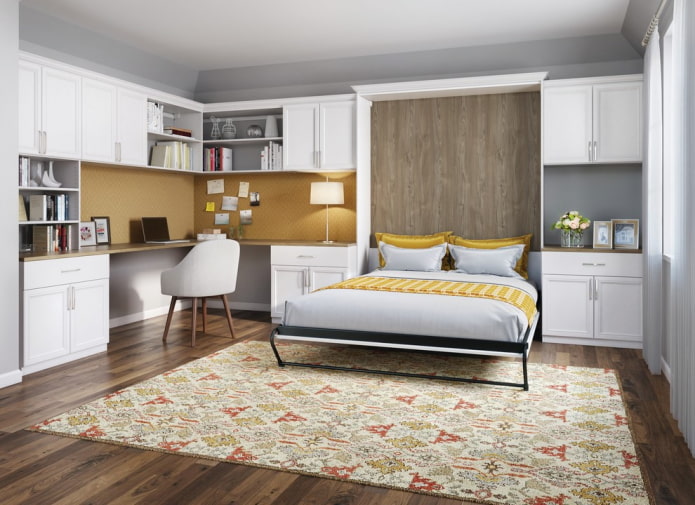 built-in bed in the interior of the bedroom