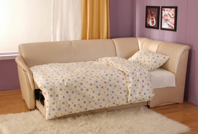 folding sofa upholstered in eco-leather in the interior folding sofa upholstered in eco-leather in the interior