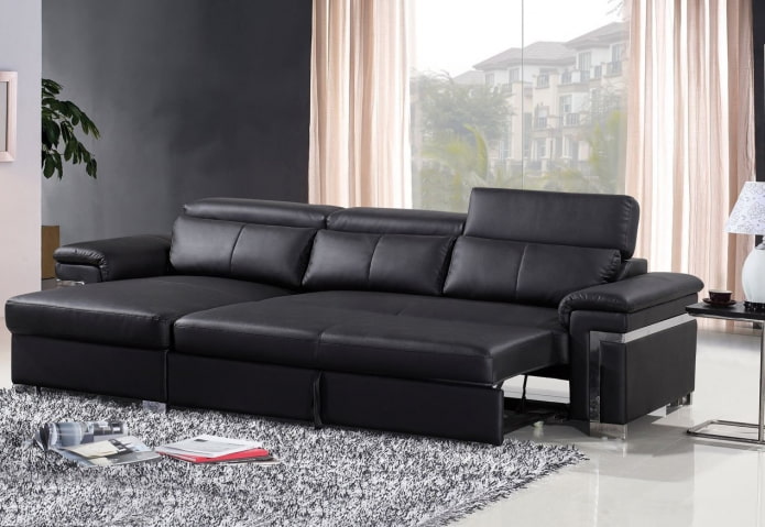 black folding sofa in the interior black folding sofa in the interior