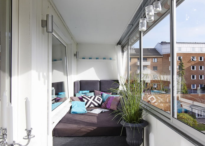 folding sofa in the interior of the balcony folding sofa in the interior of the balcony