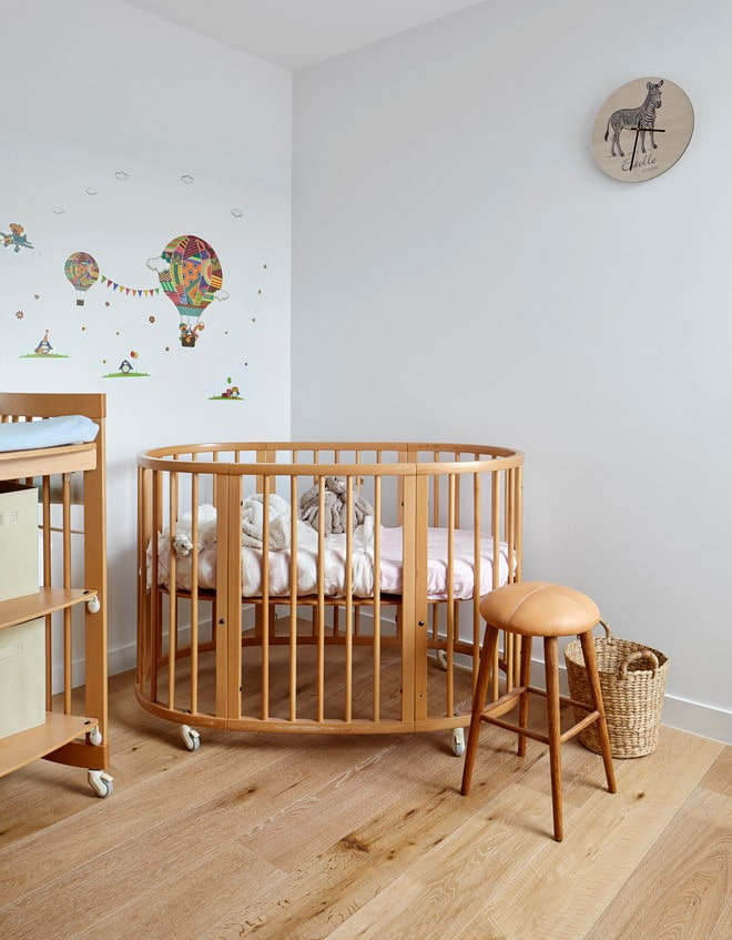 oval bed for baby in the interior