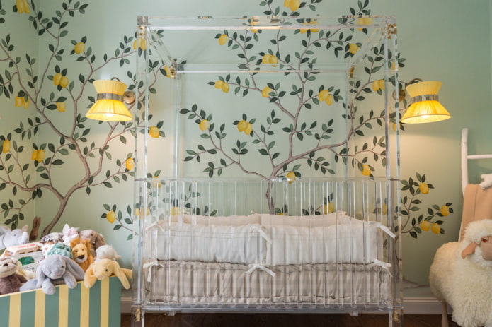 unusual design of a crib in the interior
