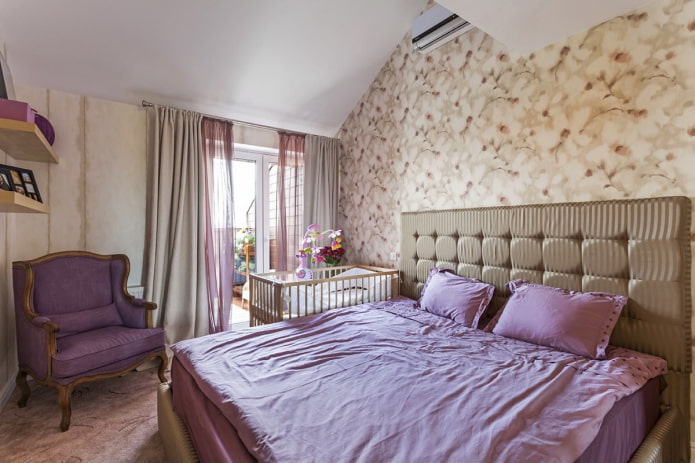 baby cot in the interior of the bedroom