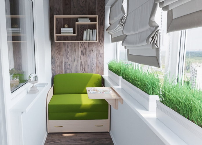 folding chair in the interior of the loggia