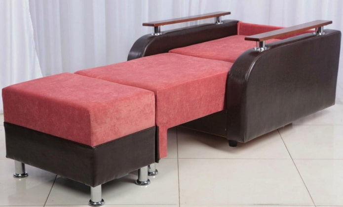 folding armchair with pouf in the interior