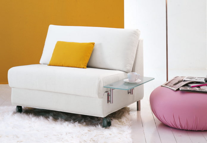 folding armchair with a table in the interior