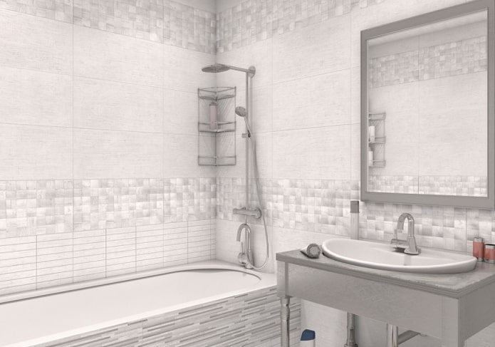 white wood-like tiles in the bathroom