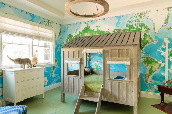 bed in the form of a house in the nursery for a boy bed in the form of a house in the nursery for a boy