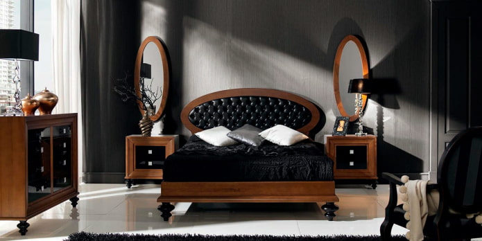 Black oval headboard in frame Black oval headboard in frame
