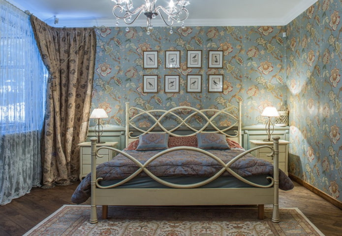 beige bed in the interior of the bedroom