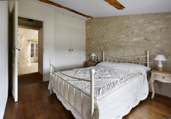 metal bed in the interior of the bedroom