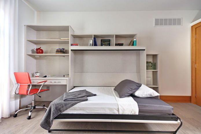 transforming bed in the interior