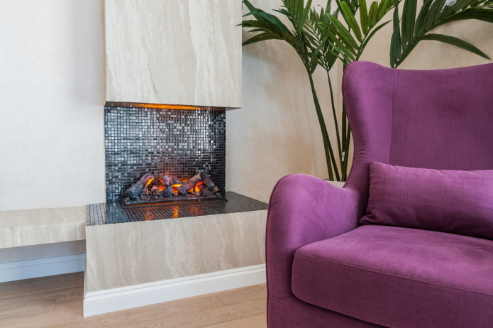 fireplace tiled and mosaic