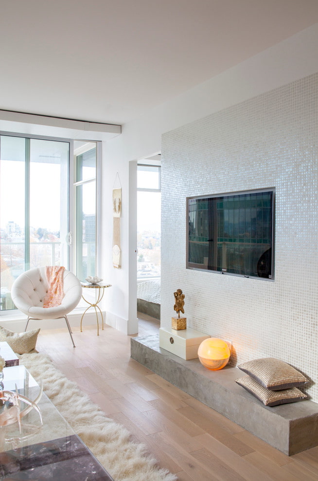 white mosaic on the wall