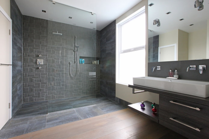 shower cubicle made of tiles in a modern style shower cubicle made of tiles in a modern style