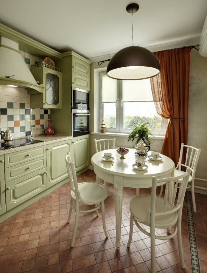 diamond-shaped floor tiles in the interior of the kitchen diamond-shaped floor tiles in the interior of the kitchen