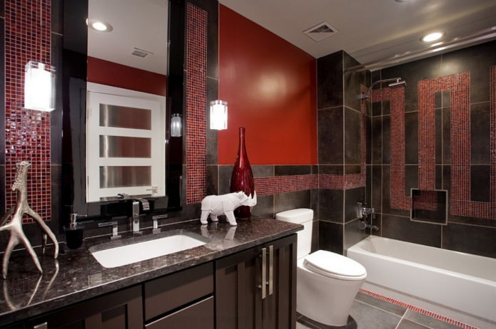 Red and black bathroom Red and black bathroom