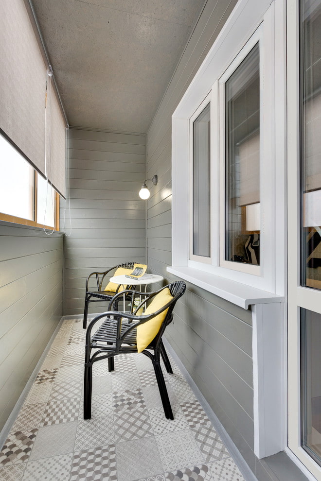 tiles on the floor in a closed balcony