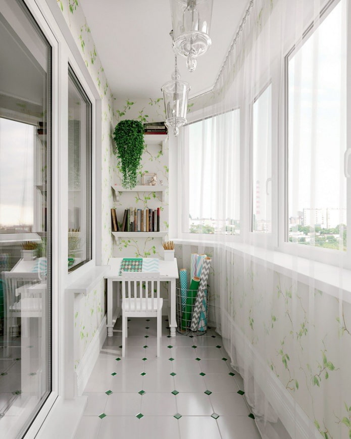 white tiles on the floor in the interior of the balcony