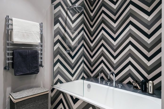 herringbone tiling in the bathroom