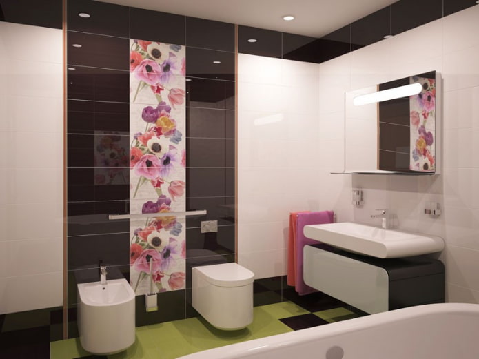 tiled layout in the bathroom interior