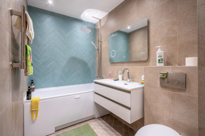 Large beige tiles and diagonal turquoise Large beige tiles and diagonal turquoise