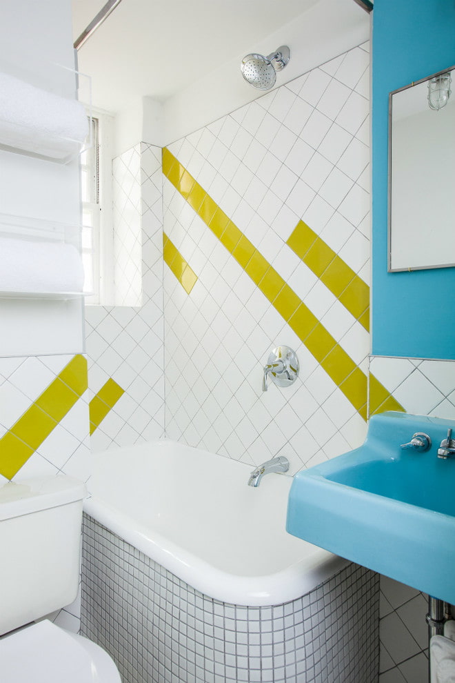 White with yellow accents diagonal tiles White with yellow accents diagonal tiles
