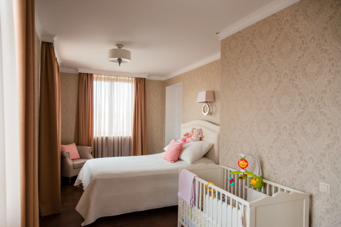 baby cot in the interior of the bedroom