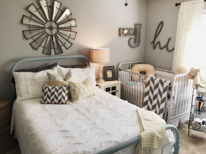 baby cot in the interior of the bedroom