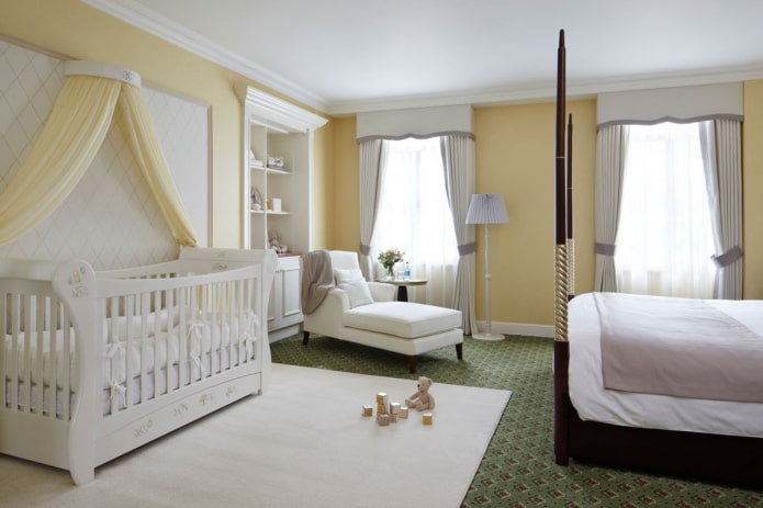 baby cot in the interior of the bedroom