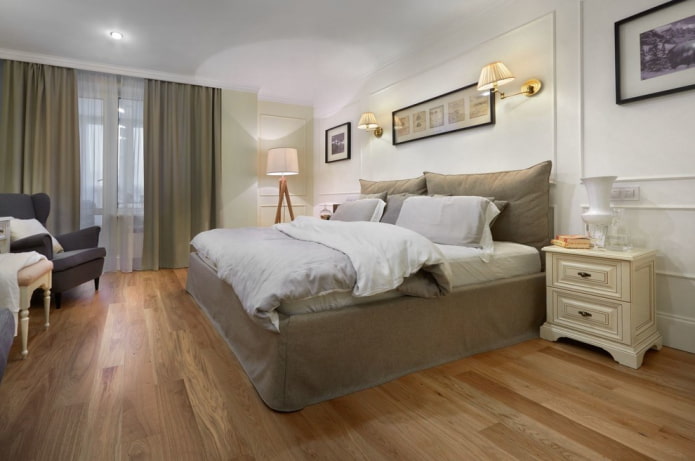 linoleum with imitation laminate in the bedroom