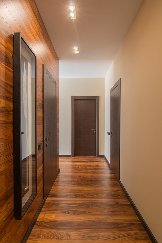 linoleum with imitation laminate in the corridor