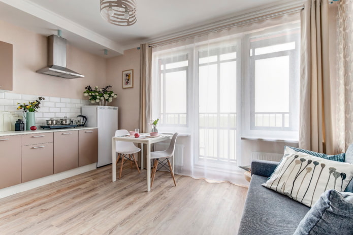 linoleum with imitation laminate in the kitchen