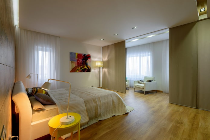 linoleum with imitation laminate in the bedroom