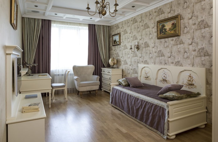 linoleum with imitation of laminate in the interior