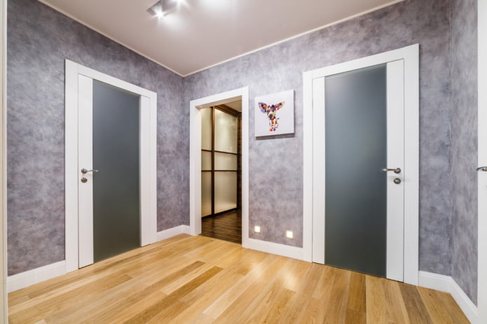 linoleum with imitation laminate in the corridor