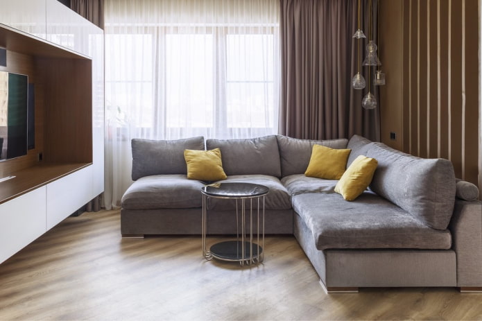 linoleum with imitation laminate in the living room