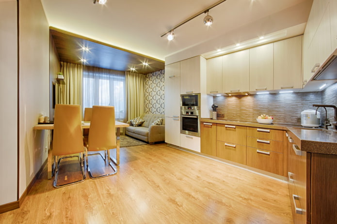 linoleum with imitation laminate in the kitchen