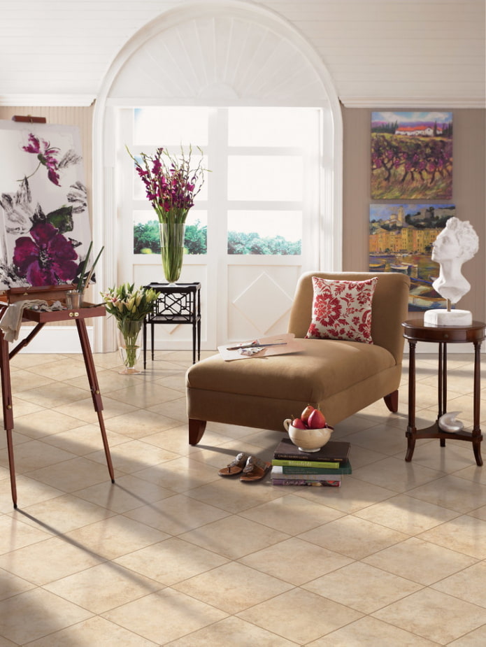 Beige tiled floor Beige tiled floor