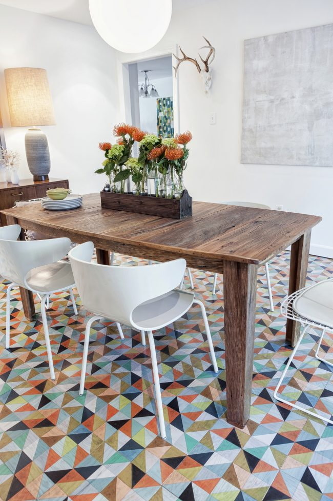 Multicolored triangles on the floor Multicolored triangles on the floor