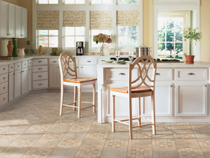 linoleum on the floor in the interior of the kitchen linoleum on the floor in the interior of the kitchen