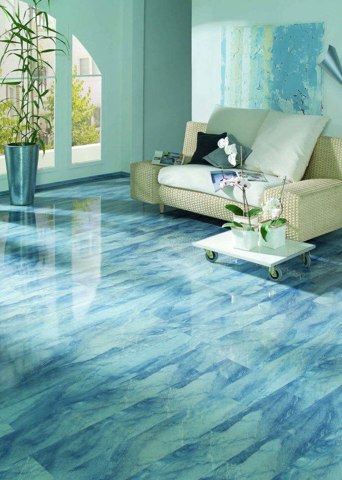 blue linoleum in the interior blue linoleum in the interior