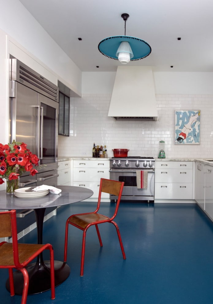 blue linoleum in the interior blue linoleum in the interior