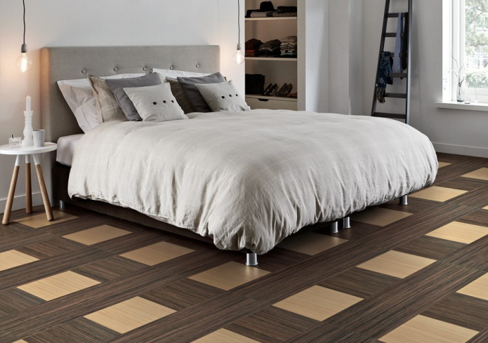 linoleum on the floor in the interior of the bedroom linoleum on the floor in the interior of the bedroom