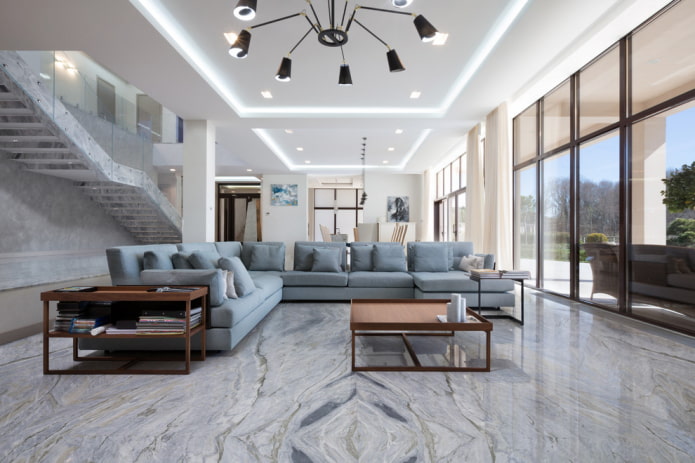 linoleum under a stone in the interior of the living room linoleum under a stone in the interior of the living room