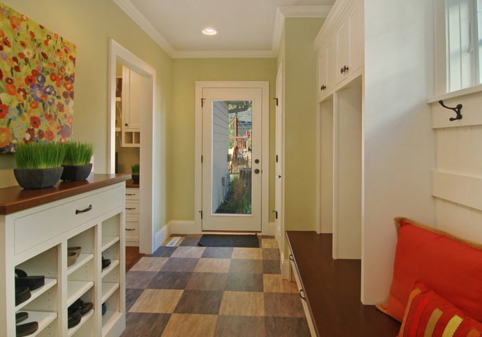 linoleum on the floor in the interior of the hallway linoleum on the floor in the interior of the hallway